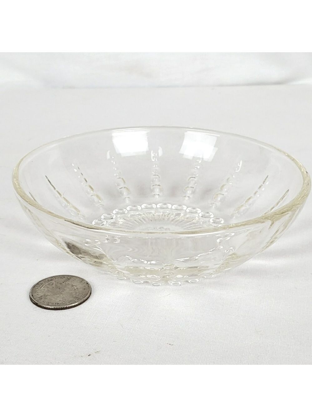 Vtg depression pressed glass hobnail finger bowl